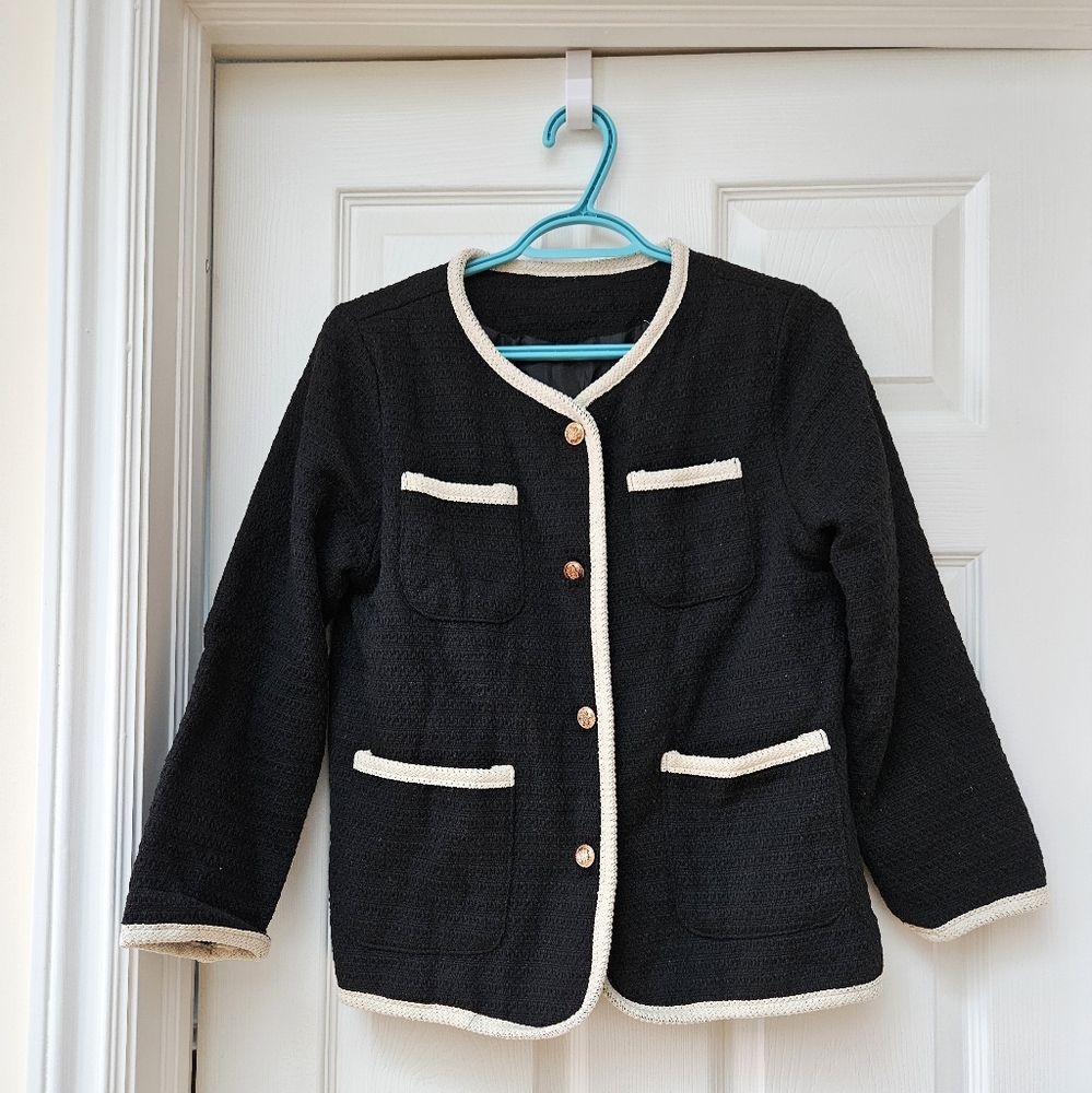Tweed Jacket with Contrast Trim